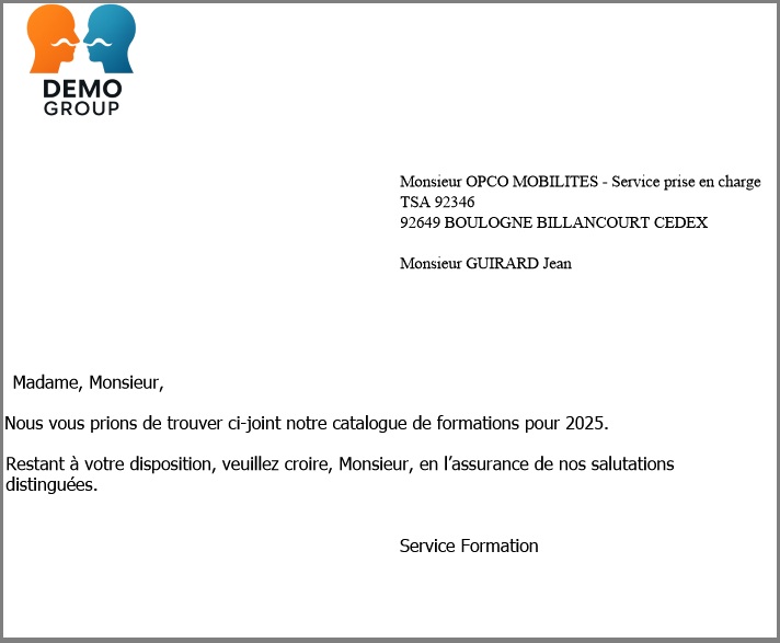 Modèle de lettre