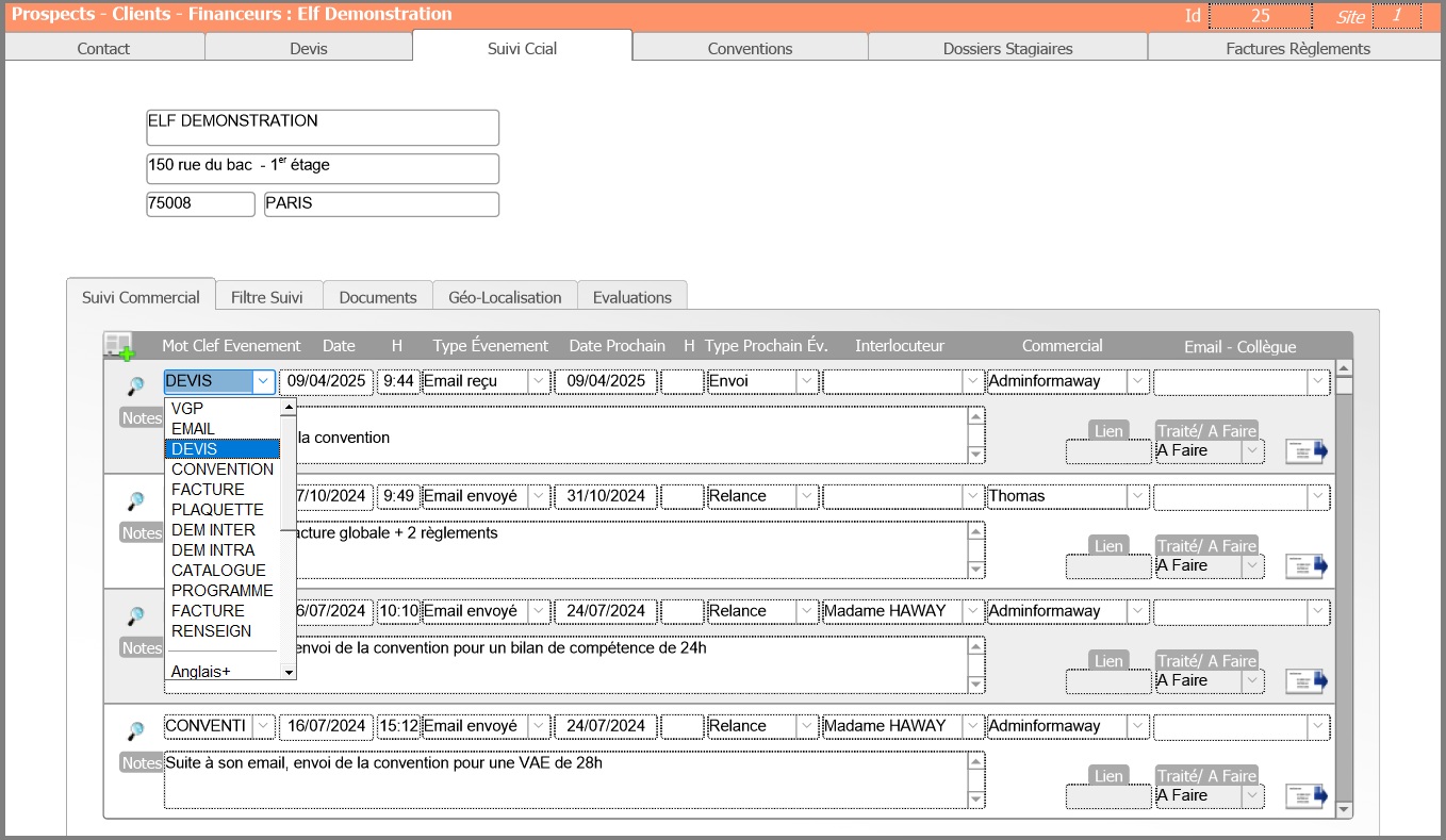Suivi Commercial Contact
