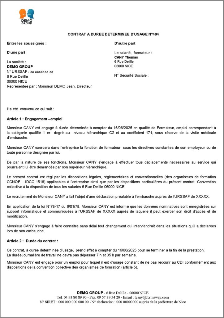 Modèle de contrat de sous-traitance