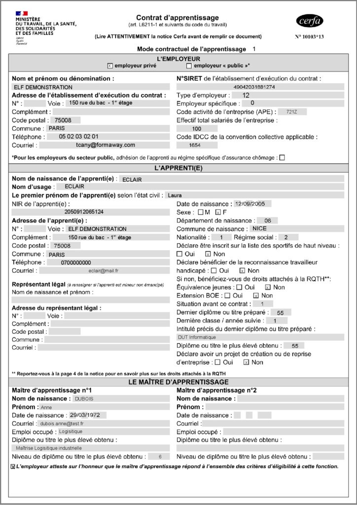 Contrat d'apprentissage version 10103*13