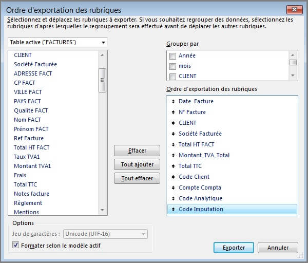 Factures - Export
