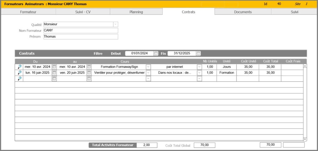 Formateur - Contrat