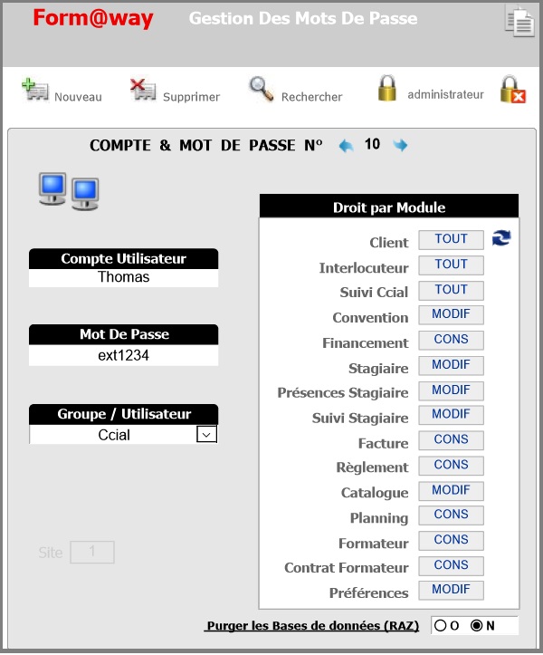 Paramètres - Gestion Profil
