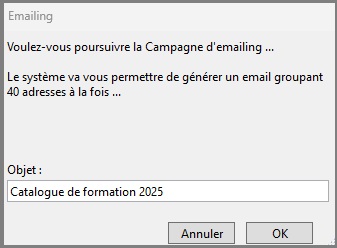 Paramètres - Objet Email