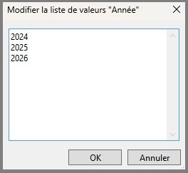 Paramètres - liste personnalisable