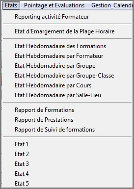 Planning - Menu Etat