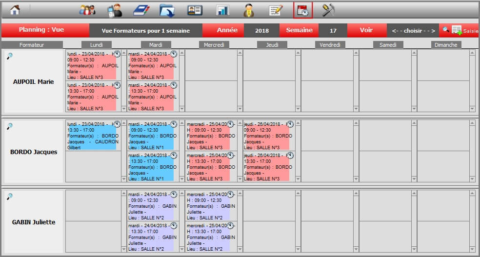 Planning - Semaine Formateur