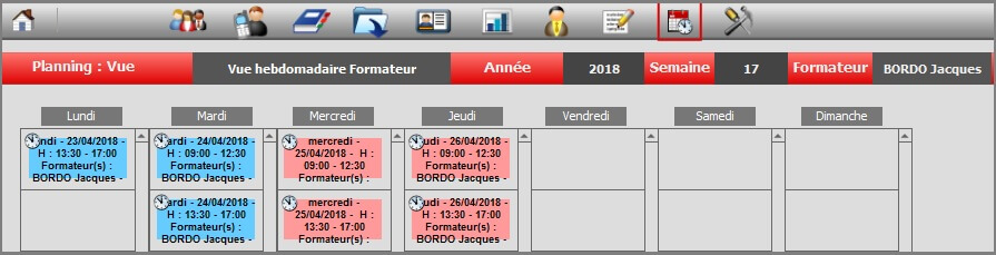 Planning - Vue Hebdo Formateur
