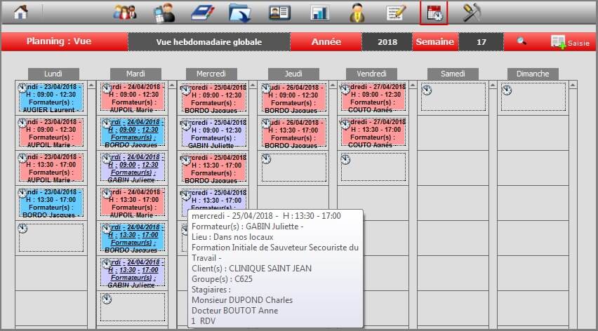 Planning - Vue Hebdo Globale