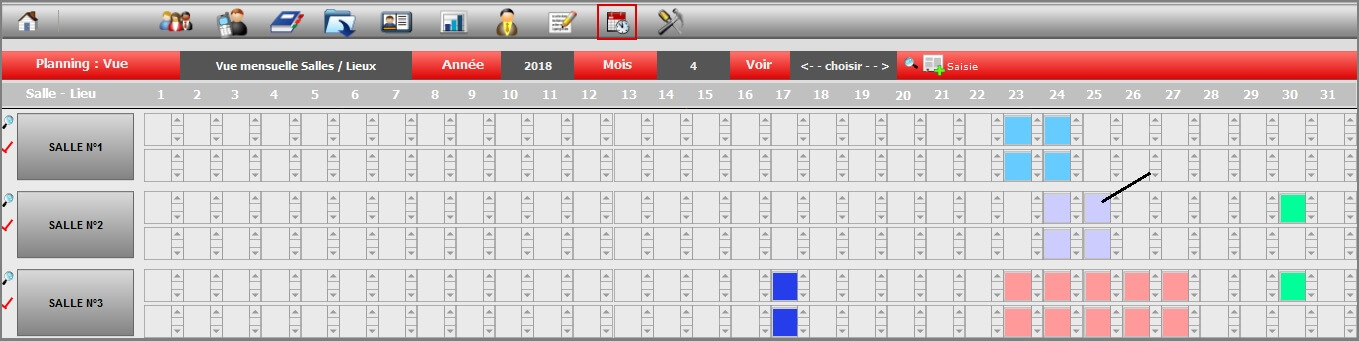 Planning - Vue Mensuelle Salle details
