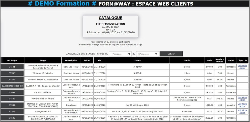 Portail Web Client - Catalogue