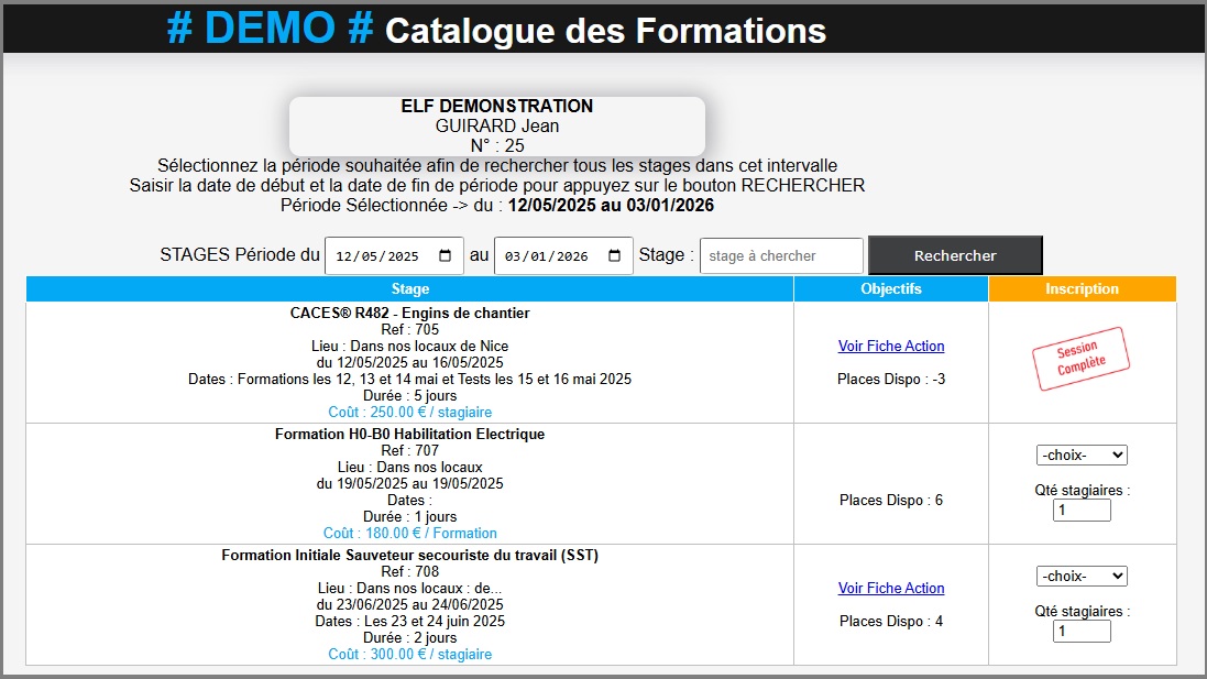 Portail Web Client - Catalogue