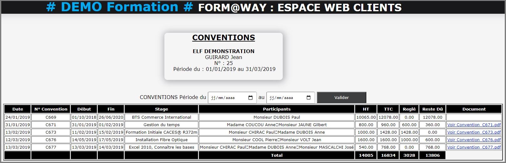 Portail Web Client - Convention