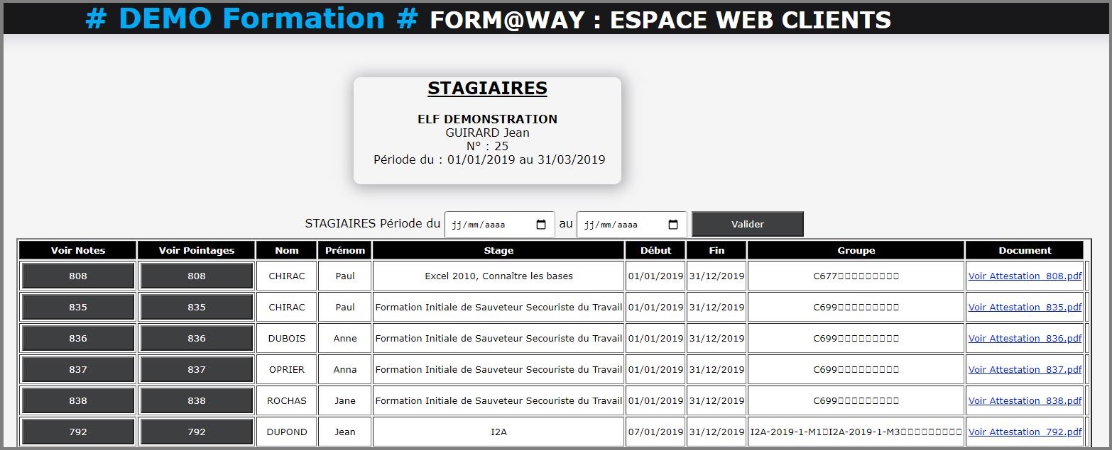 Portail Web Client - Stagiaire