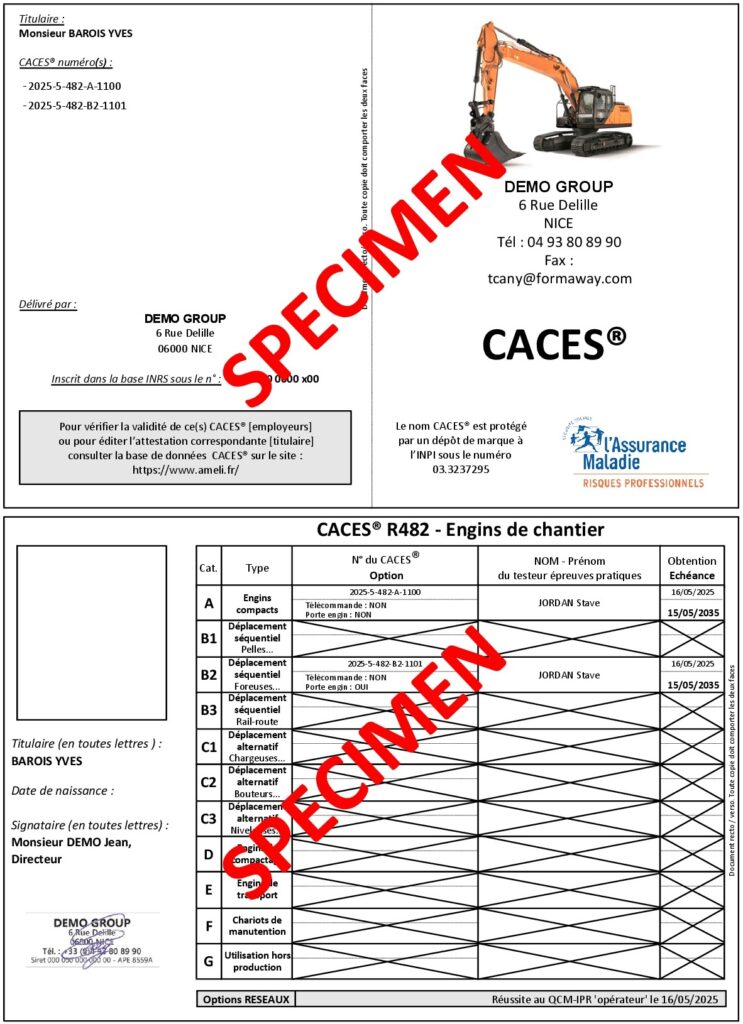 Carte CACES