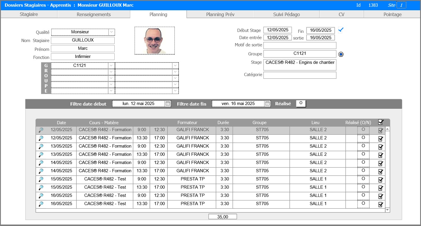 Stagiaire-Onglet Planning