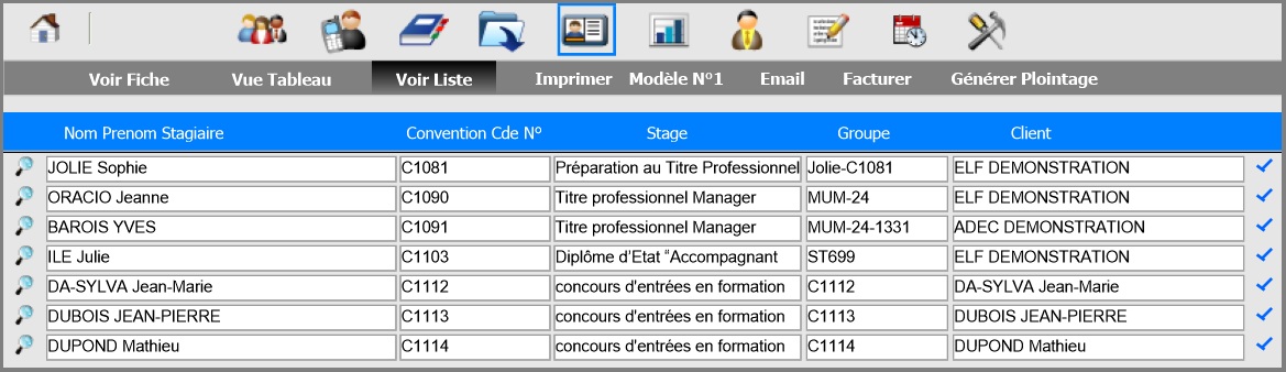 Stagiaire-Vue Liste