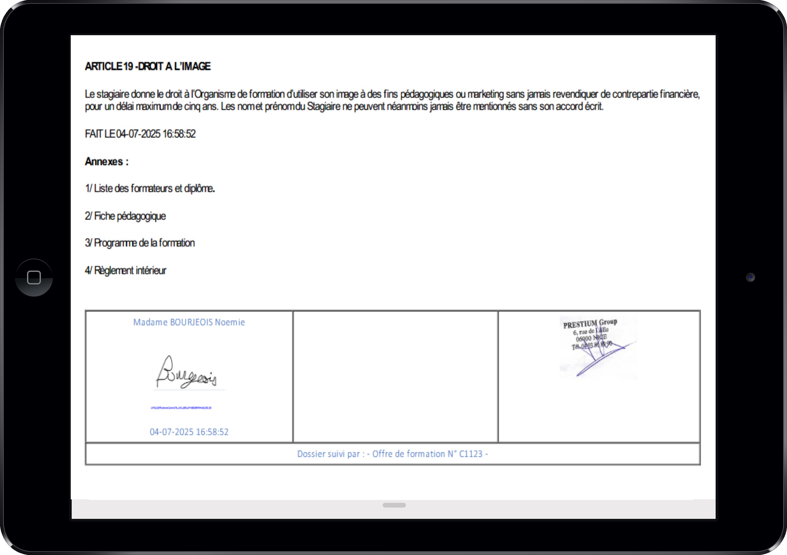 Document signée en PDF