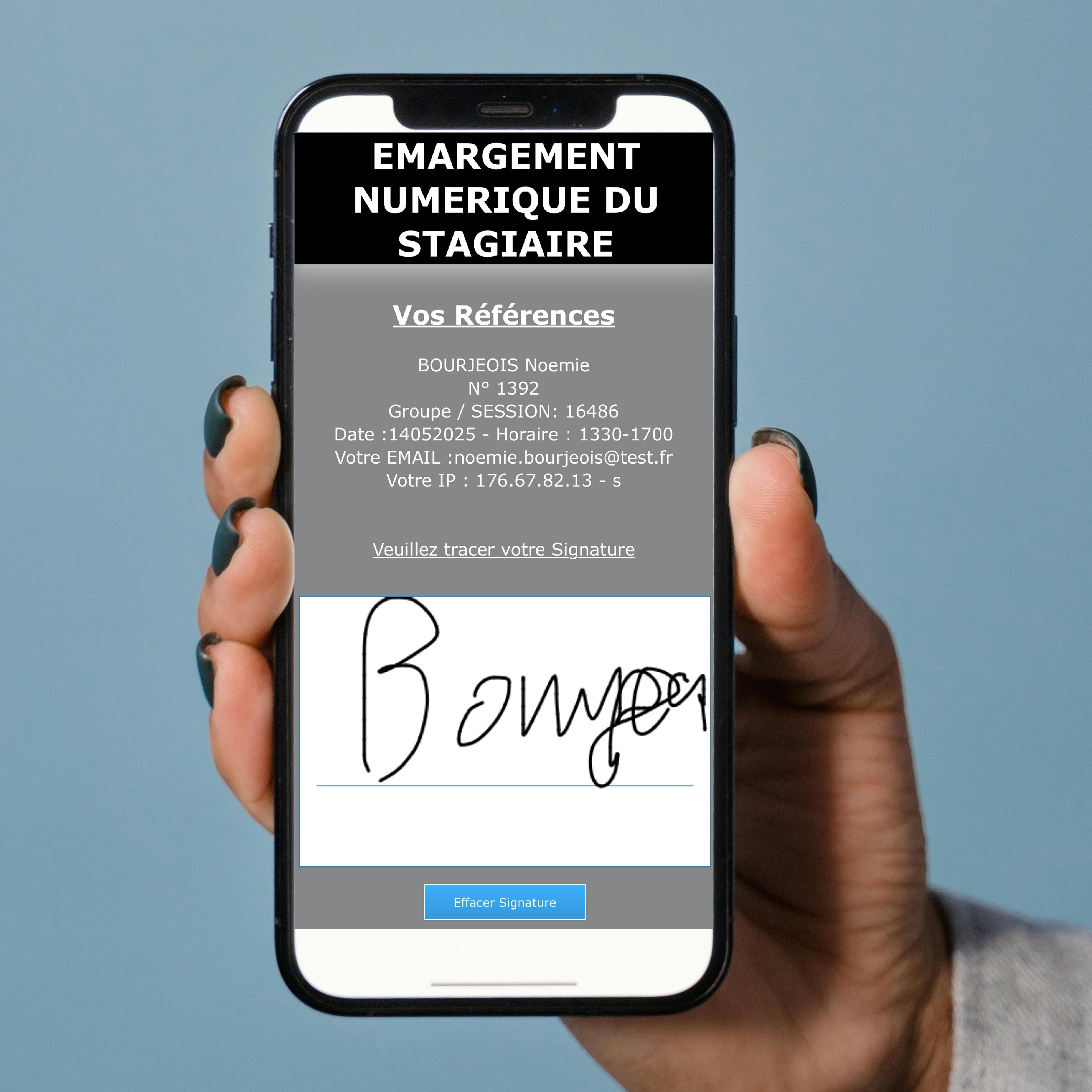 Signature sur Téléphone