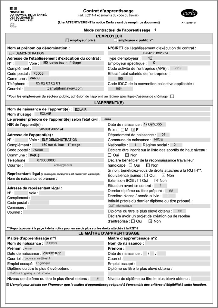 Contrat d'apprentissage version 10103*14