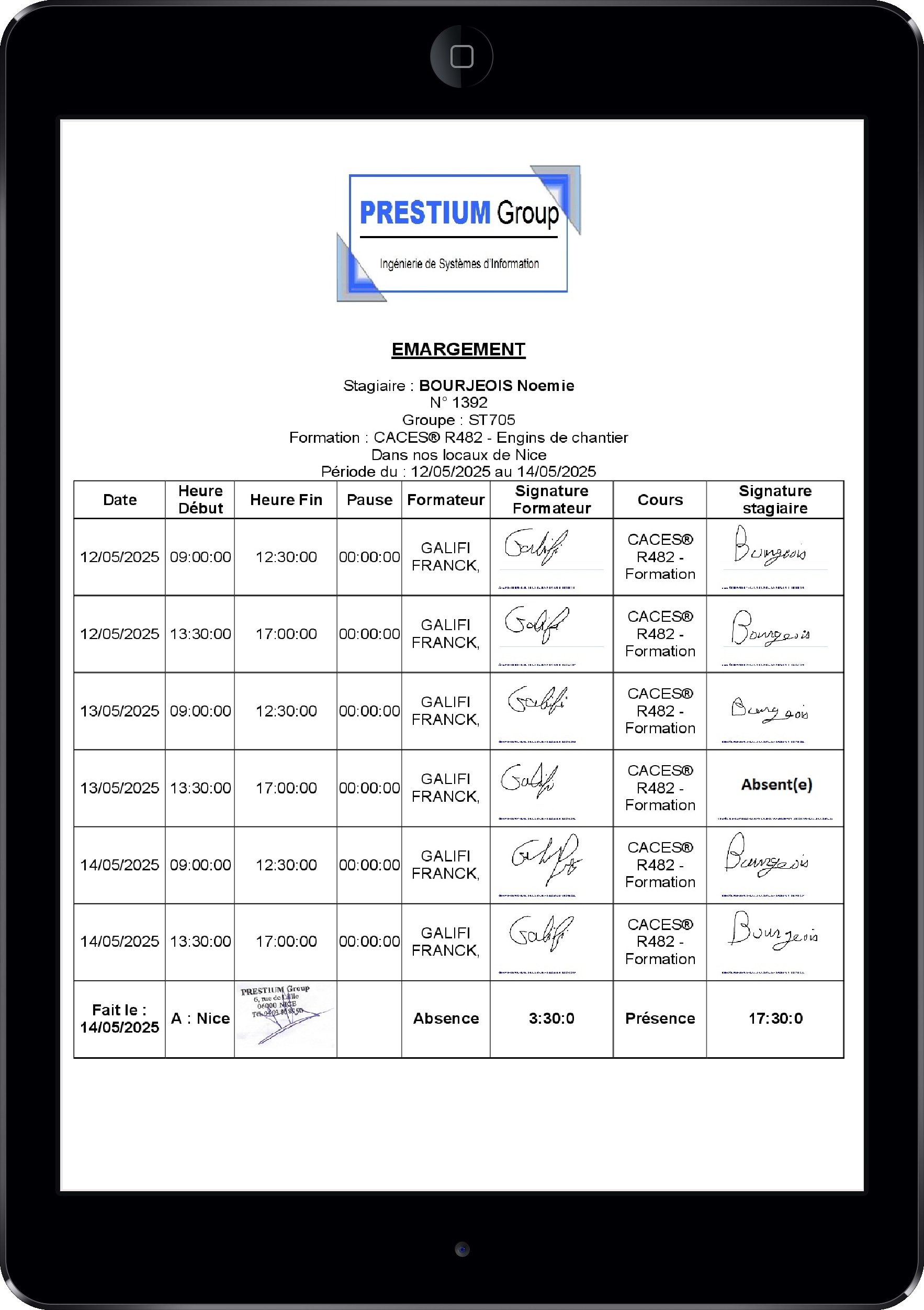 émargement électronique